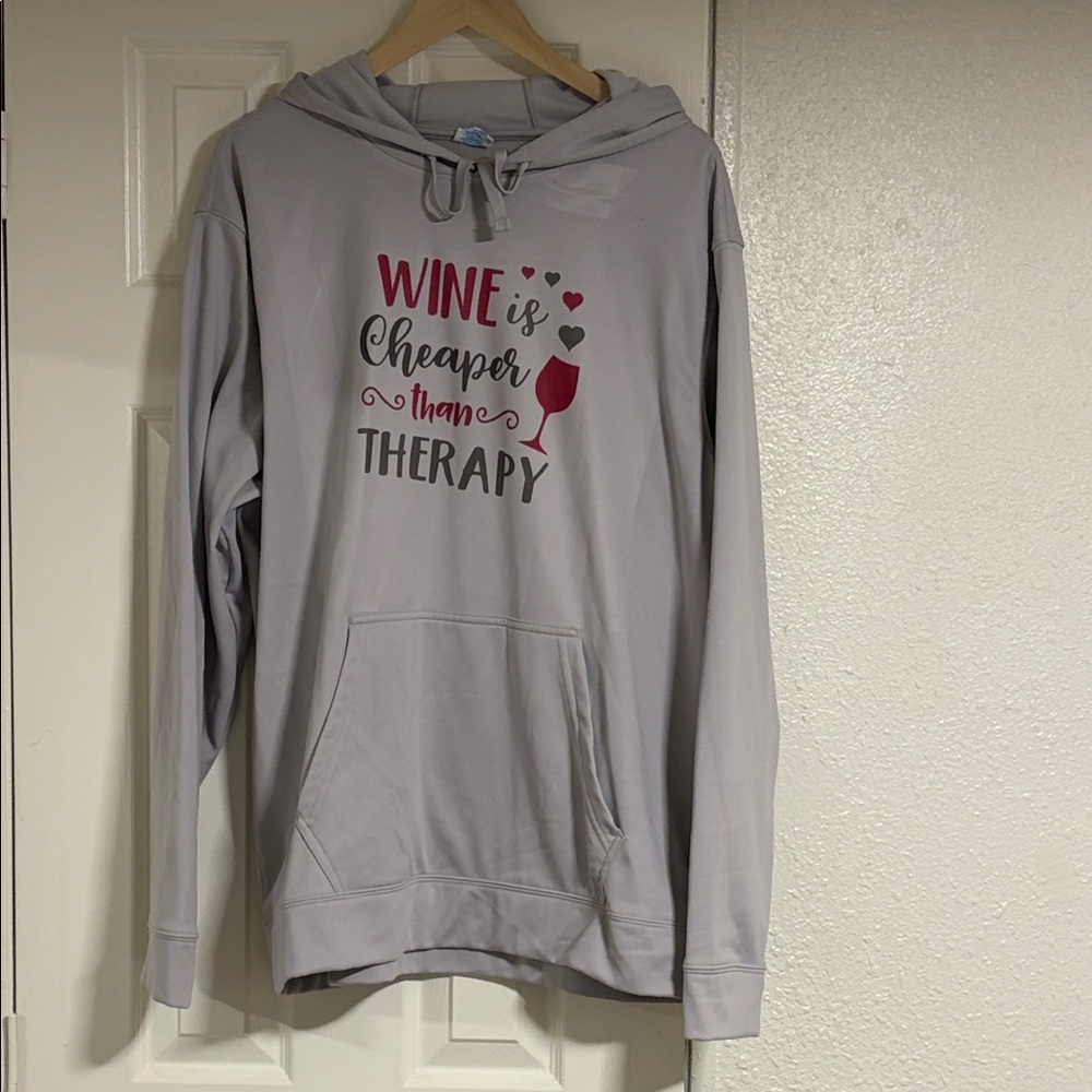 Cozy Light Gray Hoodie with Wine Print